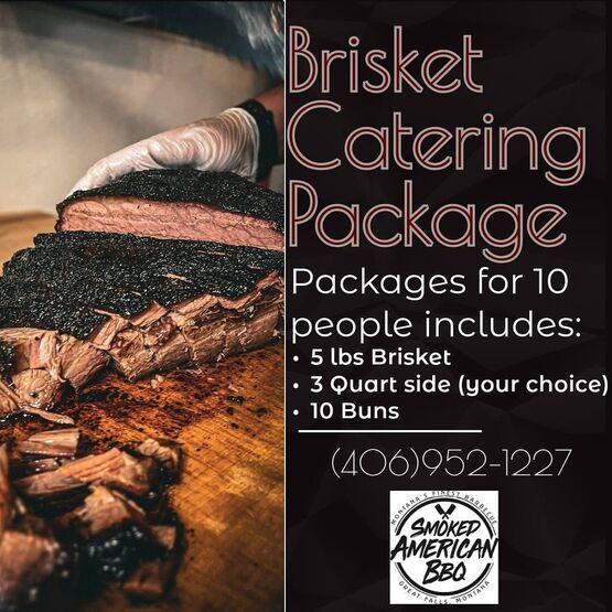 SMOKED.’s sliced brisket on a cutting board, from its catering photography